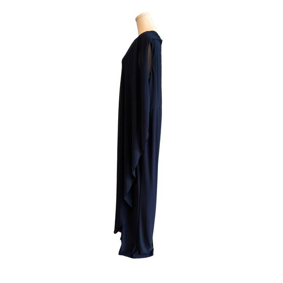Lauren Ralph Lauren‎ Dress Womens 18 Navy Evening Gown Cape Overlay Formal Maxif - Picture 3 of 10